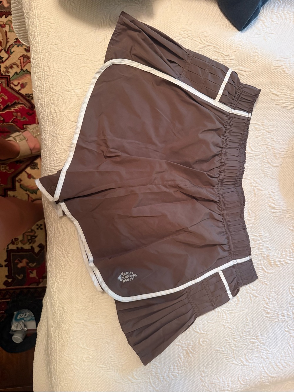 Free People Movement Easy Tiger shorts dark brown with white trim, size small